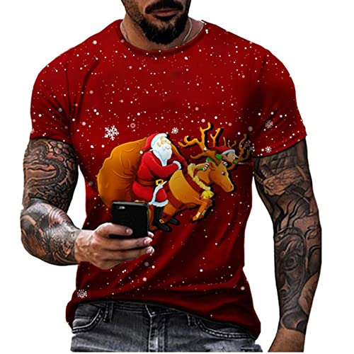 Zhiyao Camiseta de Navidad para hombre, regalo de Navidad, jersey de Papá Noel, disfraz de cosplay, ropa de calle, regalo ideal, 15-rojo, XL