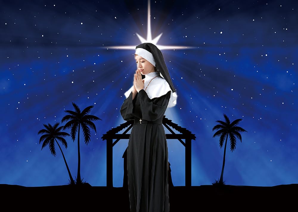 INRUI Presepe di Natale Stella di Betlemme Gesù Nascita Fotografia Sfondo Blu Cielo Stellato Stella di Betlemme Chiesa Religiosa Decorazioni Festa di Natale (2,4 x 1,8 m)