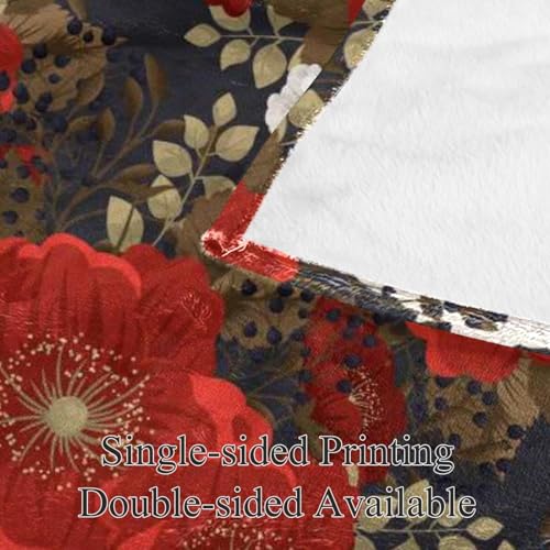 Couverture polaire fleur rouge en microfibre douce et chaude pour canapé 150x100cm - 4