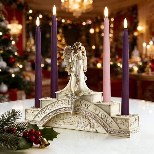 Image of Advent Christmas Flameless Taper Candles with Remote Set of 4