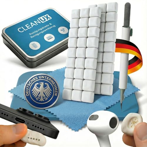CLEANUX Reinigungsknete Handy Reinigungsset iPhone Zuebhör mit 60 Reinigungsknete-Portionen Multifunktionswerkzeug & Mikrofasertuch Ladebuchse Reiniger für AirPods USB-C & Lautsprecher