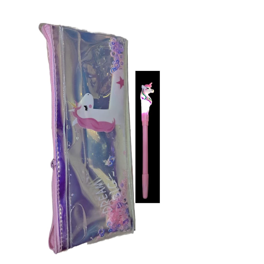 AMB Unicorn Multipurpose Holographic Pencil Pouch/Case with Filled Sequin Water for Kids, Specially for Girls (Pink) (B0CSKKLH9L) Amazon Price History, Amazon Price Tracker