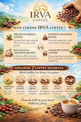 Image of IRVA Irish Indulgence Velvet Noir | Premium Irish Flavoured Instant Coffee (Non-Alcoholic) | Freeze-Dried Granules | Velvety Smooth, Creamy Indulgence with Rich Aroma | Perfect for Hot & Cold Coffee | Cafe-Style Experience at Home | 100 g | Makes 40-50 Cups
