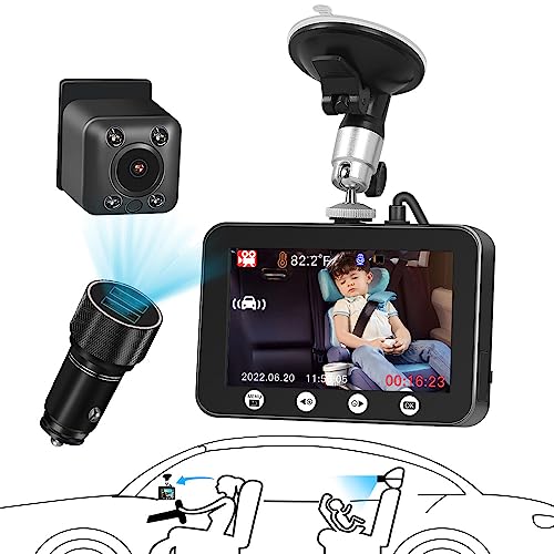 Image of VSYSTO Baby Car Mirror Camera, 4.3 inch HD Display Screen Infrared Night Vision Rear View Camera Audio Video Recording, Temperature Display, Dual USB Port Car Dash Camera (4.3 Inch Screen)