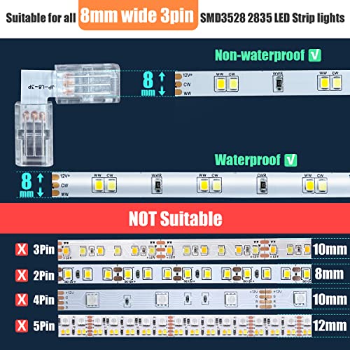 Wefomey LED Strip Connectors, Transparent Cuttable X - Image 2