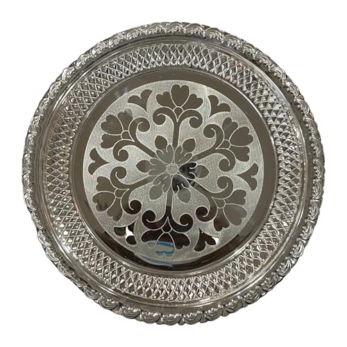925 Sterling Silver Hallmarked DesignerPuja Plate Small Sizes - Style#04 (5.5-inch Diameter)