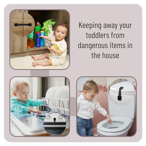 Image of Bates- Child Safety Strap Locks, 14 Pack, Black Baby Cabinet Locks, Toilet Locks Baby Proof, Child Proof Drawer Locks, Cabinet Baby Locks for Cabinets, Child Proof Cabinet Locks, Drawer Child Locks