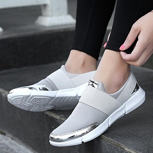 Ieason-Shoes, Women Mesh Casual Loafers Breathable Flat Shoes Soft Running Shoes Gym Shoes (8.5, Gray) #TOP4