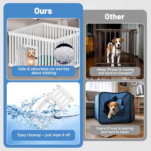 FASRIOU Welpenauslauf Indoor 65cm Hoch, Kunststoff Welpengehege mit rutschfesten Saugnäpfen, Hunde-Laufstall für kleine Hunde, 18 Paneele