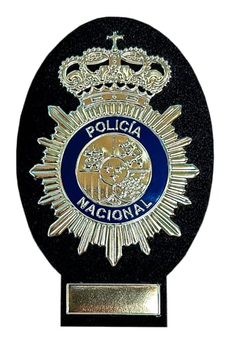 Parche Policial Nacional Español, PVC con Felpa, 9 cm, Negro y Dorado
