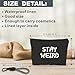 Make Up Bag, Cosmetic Bag With Hand Strap - Stay Weird - Lined Toiletry Bag For Woman - Travel Pouch, Black Organizer With Zipper, Women Essentials & Accessories - A10