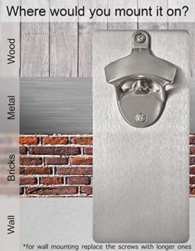 Beer Bottle Opener Wall Mounted With Magnetic Cap Catcher Wall Mount Bottle Opener Magnet | Beer Gifts For Men | Father's Day | Man Cave Decor Accessories | Dad Birthday Gift #TOP1