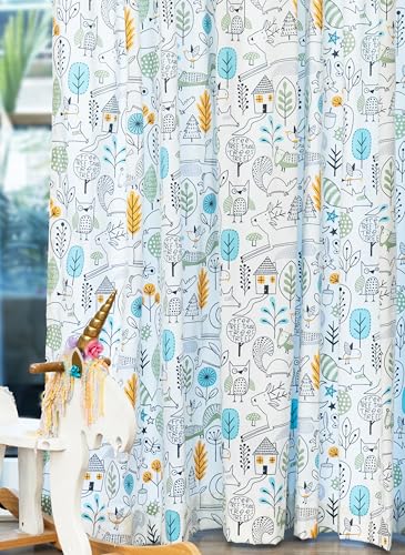 Image of Tranquebar Curtain Co.Kids ColorMe DIY Curtains,Kids Room Curtain,60-65% Room Darkening, Multicolor Animal Print,Cotton Curtains 5 Feet Long Set of 2,BackTab Loops, Design- ColorMe(152 cm)-Set of 2
