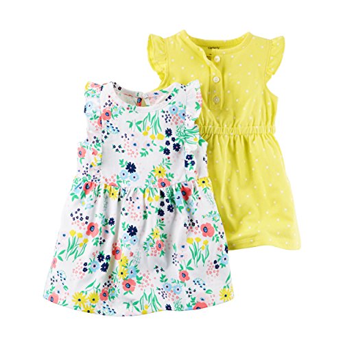 Carter's Baby Girls' 2-Pack Jersey Summer Dresses , Yellow, 9 Months