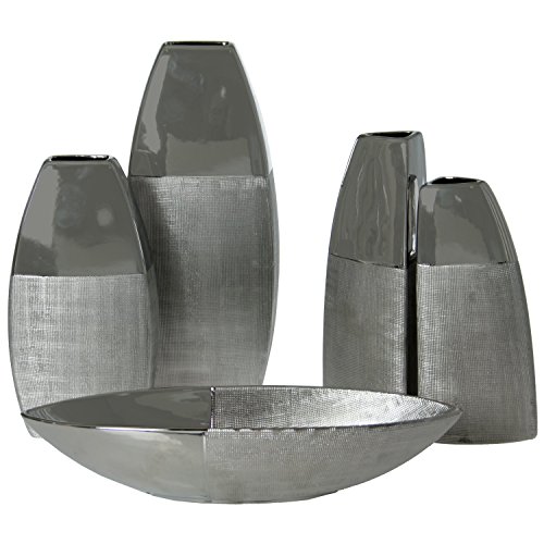 Coupe centro en céramique argentée 40x13x8 cm, centre de table