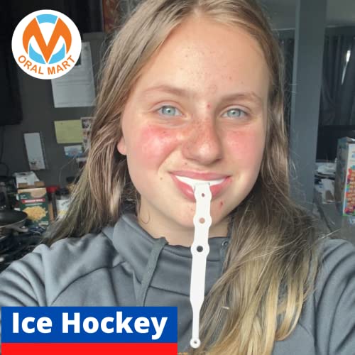 Image of Oral Mart American Flag Strapped Sports Mouth Guard (Ice Hockey, Football, Lacrosse, Taekwondo) - Mouthguard with Connected Strap for Football, Hockey, Lacrosse (with Free Case)