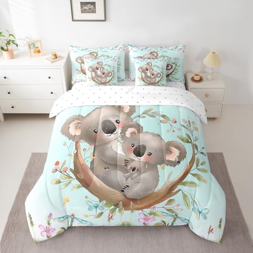 Juego de edredón koala infantil para regalo de cumpleaños con sábanas y fundas Queen 2