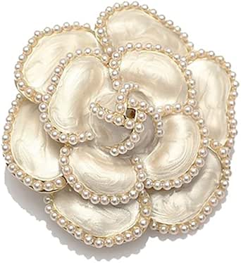 Broche fleur plissée ecru femme