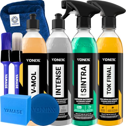 Kit Limpeza Automotiva Completa Vonixx Cera Carnauba Tok Final V-mol Revitalizador de Plasticos intense Sintra fast