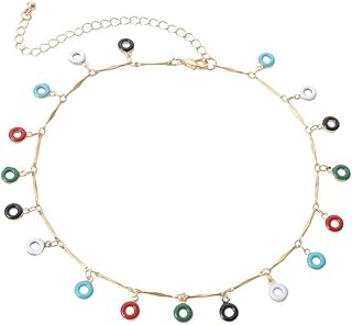 Gargantilha feminina com contas, gargantilha, colar com borla, corrente de clavícula, colar de cobre, joias para festas, uso casual