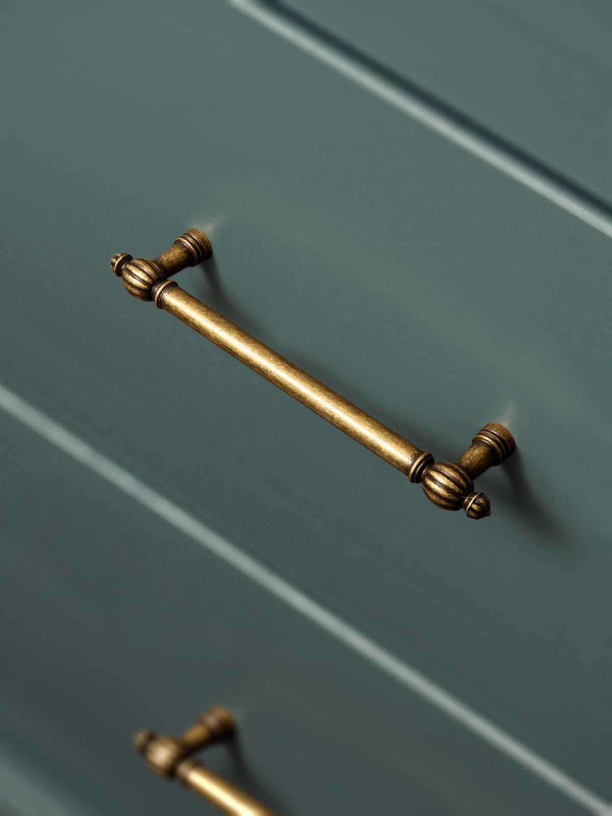 Poignées d'armoires en alliage de zinc en laiton antique, poignées classiques vintage pour tiroirs de 128 mm, poignées d'armoires de cuisine, salle de bain, commode, armoires (5, laiton antique, trou