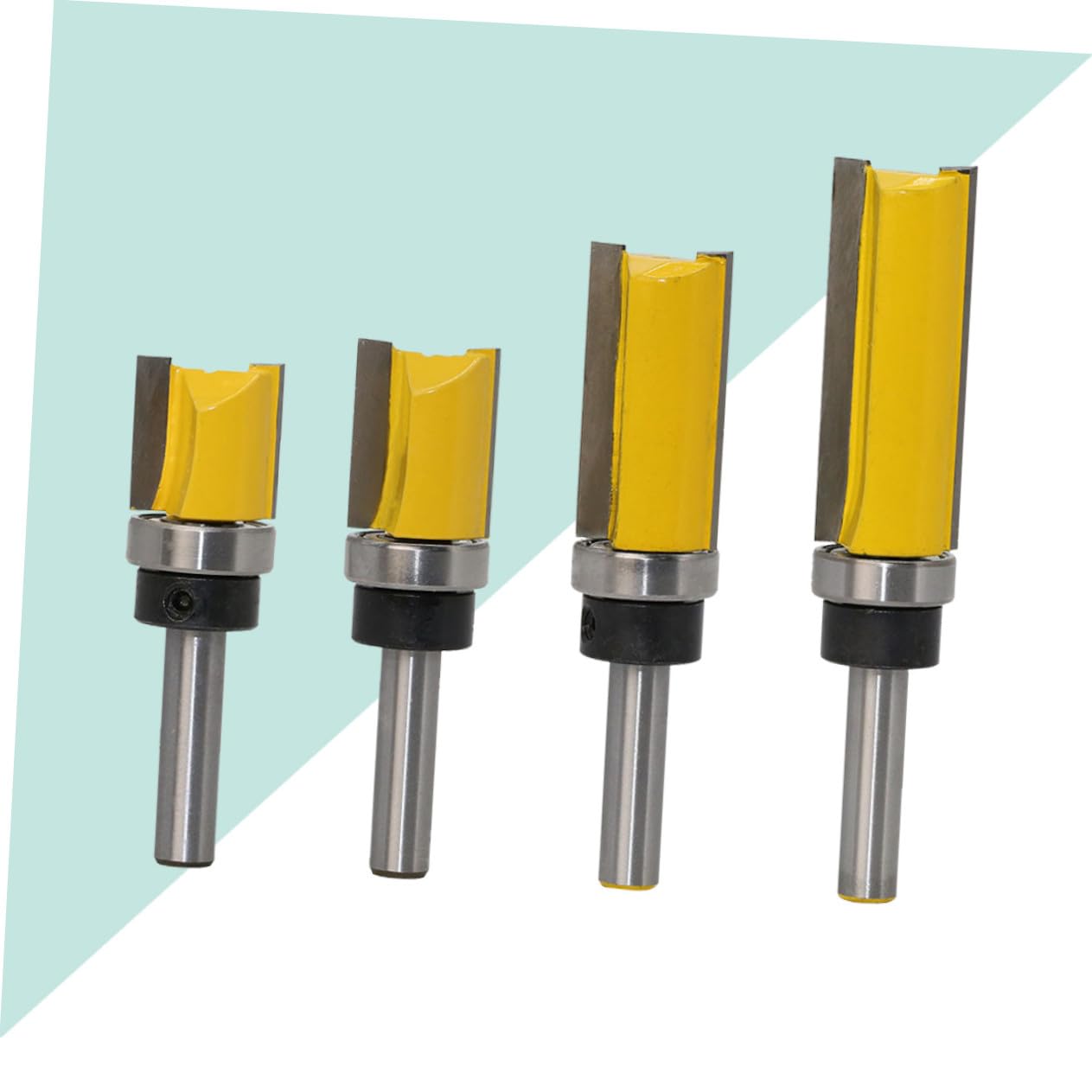 Uonlytech 4pcs Flush Trim Router Bit for Woodworking Milling Alloy Tenon Carving Cutter for Edging Grooving Veining Wood MDF Plywood Particle Board