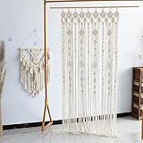 Cortina de macramé para colgar en la pared, tapiz de tejido medio, para colgar puertas de macramé, separador de ambientes, cortina de ventana, cortina de hilos de algodón, cortina de puerta bohemia,