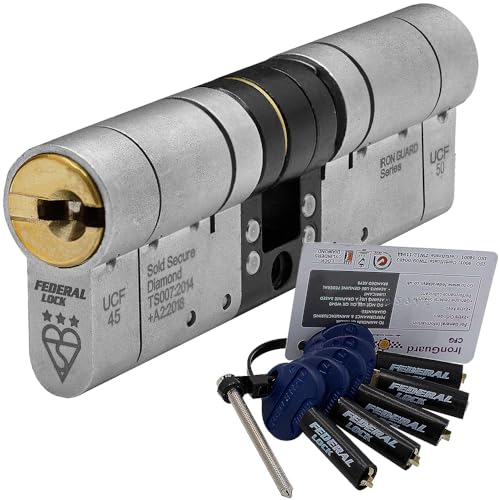 Federal 3 Star Euro Cylinder Door Lock TS007 Diamond Secure Anti-Snap Dual Finish 5 Keys 45/45