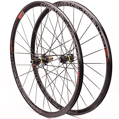 700c Road Bikes Wheelset 30mm Double-Layer Aluminum Rim V Brake Centerlock Disc Brake Wheel Set Carbon Fiber Hub for 7-11 Speed Cassette F24 R24 Holes