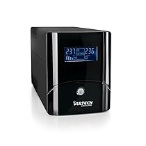VulTech UPS1050VA-PRO Gruppo di continuità UPS Serie PRO 1050VA 560Watt, Display LCD, 2x Bipasso, Schuko + 1x IEC13 + RJ11 + USB, Funzione Overload, AVR, sbalzi di tensione per Pc, videosorveglianza