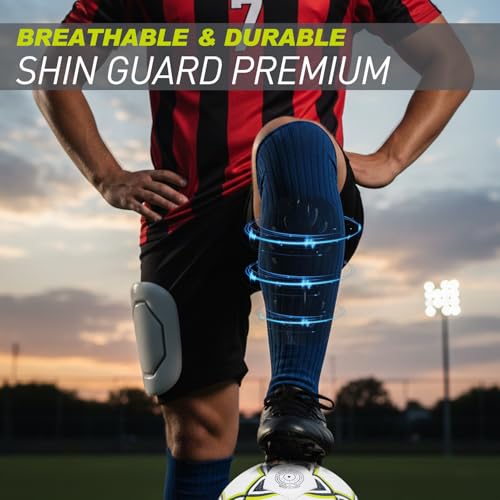 Image of GISCO Premium Soccer Shin Guards for Youth & Adults | Lightweight Football Shin Pads | Protective Soccer Gear for Training & Matches (Black, Medium)