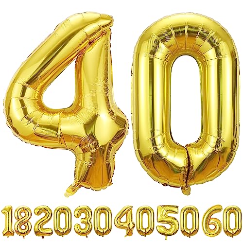 Palloncini Compleanno 40 Anni Oro - Decorazioni per Uomo e Donna - Pallone Numero Gonfiabile in Foil Beige 40 Pollici