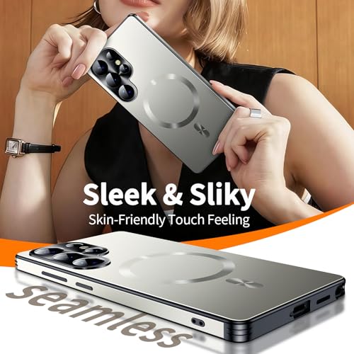 Image of for Samsung Galaxy S25 Ultra Case, Heavy-Duty Slim Design Compatible with MagSafe, Strong Magnetic Shockproof Protection for Screen & Camera Cover Case for Samsung S25 Ultra,Silver