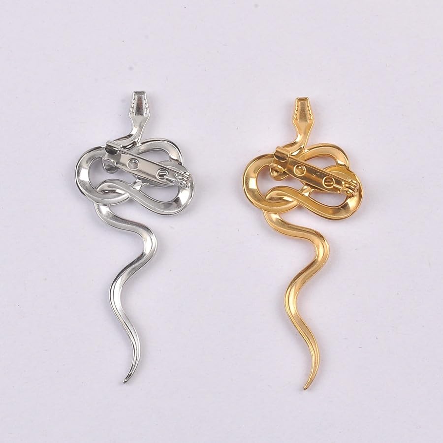 Image of Dainty Long Snake Brooch Pin Gothic Simple Sanke Pin Stainless Steel Smooth Snake Collar Pin Coat Suit Accessory Metal Animal Lapel Pin Banquet Badge Pins Backpack Bag Brooches Pin for Women Men