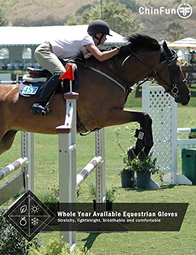 Chinfun Women Horse Riding Gloves Ladies Equestrian Gloves Anti-Slip Stretchable Sweat Absorbing Summer Winter Outdoor Sports Mittens Cycling Biking Driving Gardening Gloves Black Size M #TOP4