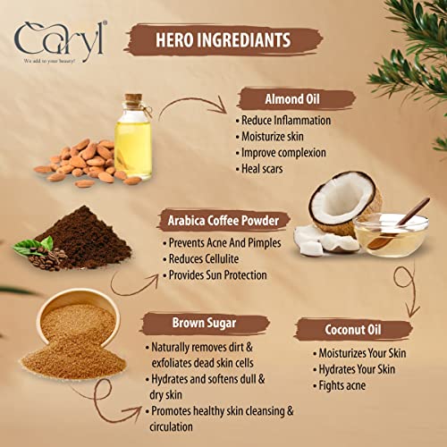 Image of Caryl 125 GM Coffee Body Care Scrub for Glowing and Healthy Skin | Effectively Removes Dead Skin | Travel Size for Office and Outdoor Use | Suitable for Men and Women