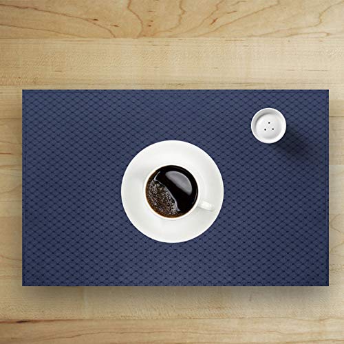 Vcvcoo Anti-Stain Quilted Double Sided Fabric Placemats For Dining Table, 13 By 19 Inches Cloth Placemats Set Of 4 Pieces, Navy Blue Waffle Woven Fabric Table Mats Machine Washable #TOP6
