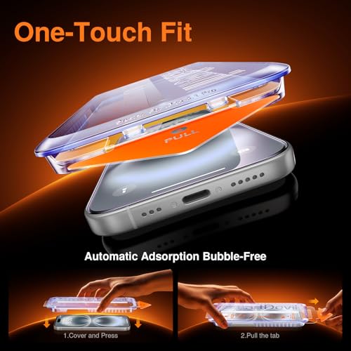 Image of SMARTDEVIL 2 Pack for iPhone 16 Screen Protector, Anti-Blue Light, Eye Protection & Reduce Eye Strain, 9H Tempered Glass with Auto Dust-Elimination, Bubble Free, Easy Install,Bubble-Free,Case Friendly