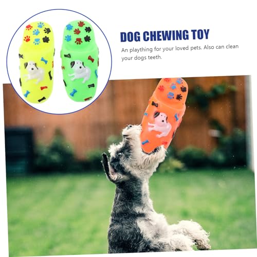 FONDOTIN 2 Stück Bissfestes Kauspielzeug Hund Aus Ungiftigem Gummi Mit Pfeifton Hausschuh Design Zur Zahnreinigung Für Hundewelpen Haustierspielzeug