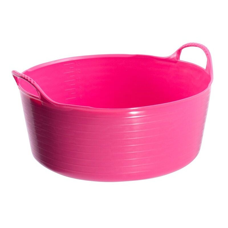 Red Gorilla 35 Litre Large Shallow Flexible 2-Handled Recycled Tub Dog Pool Bath Weather Resistant Multi Purpose for DIY Builders Gardening (Pink)