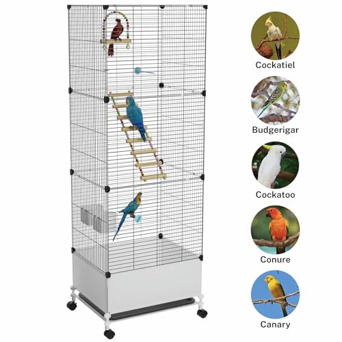 Image of STILLCOVE X-Large Flight Bird Cage, with Bowls & Perches & Ladder & Swing