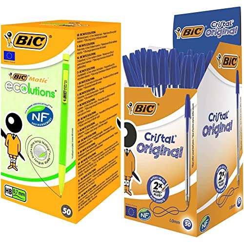 BIC Matic ECOlutions porte-mines HB 0.7 et stylo bille Cristal bleu fournitures