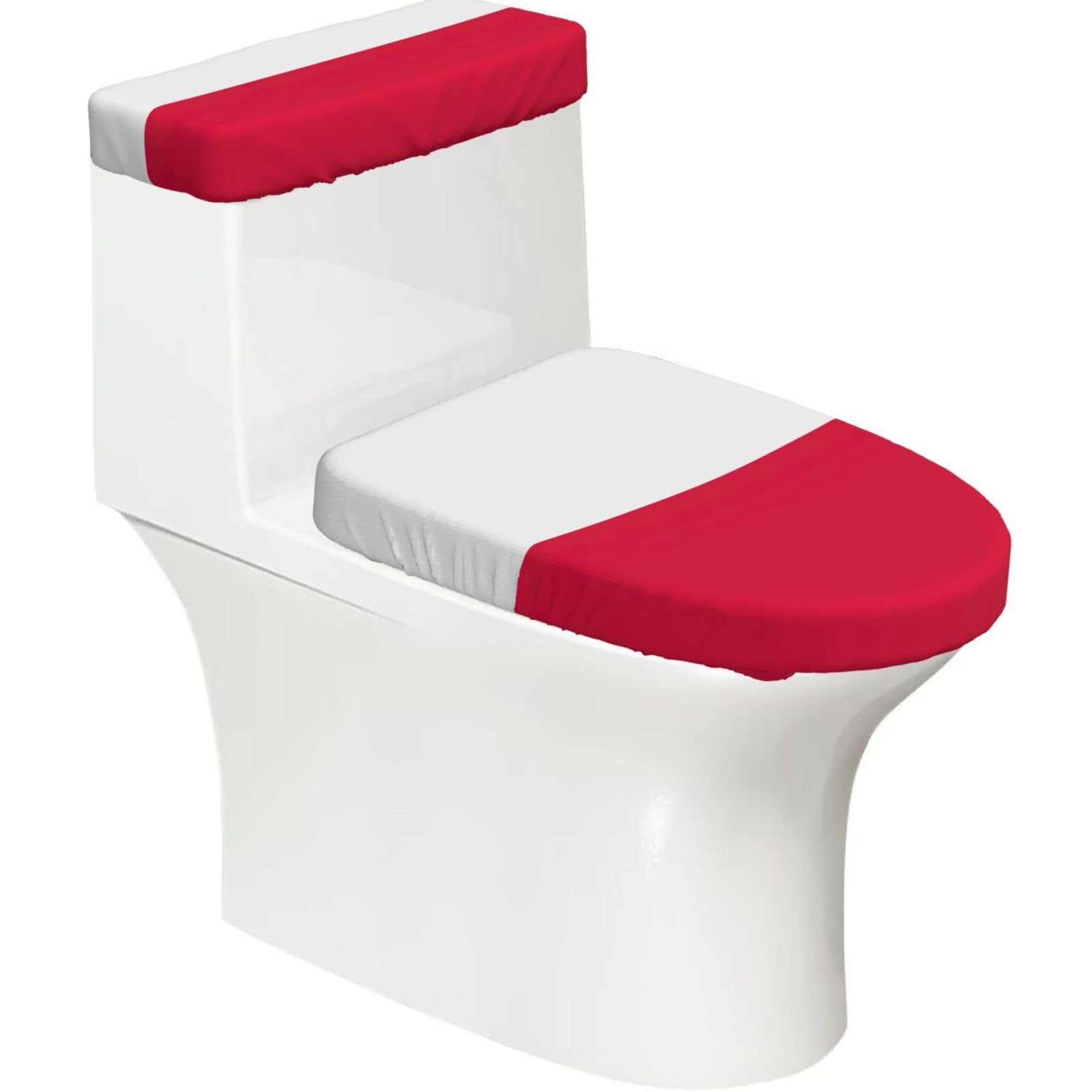 Polish Flag Printed Toilet Tank and Lid Cover Set of 2 for Most Bathrooms, Fits Elongated Round Toilets