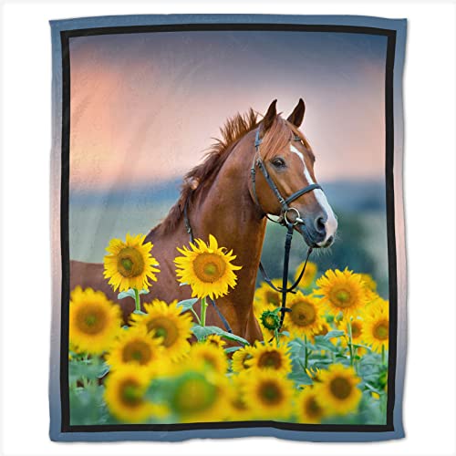 Horse Blankets 50"X40" Ultra-Soft Flannel Throw Blanket Plush Cozy Throws For Sofa Bed Micro Fleece Blanket For Adults Kids #TOP2
