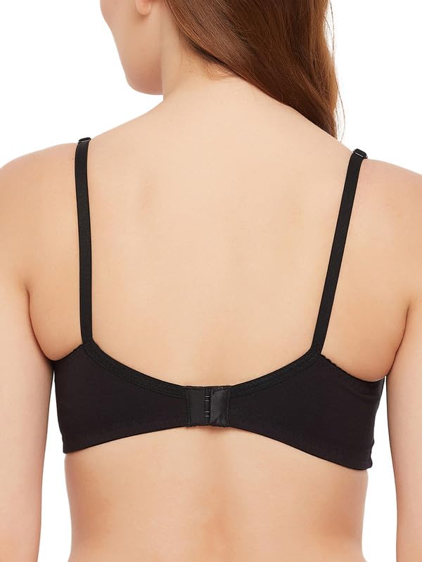 Image of Clovia Women's Cotton Solid Non-Padded Full Cup Wire Free Everyday Bra - Black
