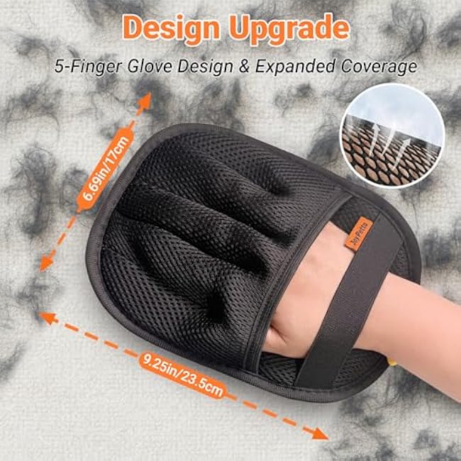 Premium Pet Hair Removal Gloves (2pcs) - Reusable & Washable 5-Finger Design for Furniture, Car Seats, Carpet, Laundry - for Surfaces, Not Pet Grooming-jX7d4B3u