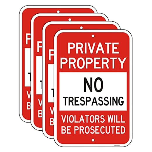 Set of 4 No Trespassing Signs