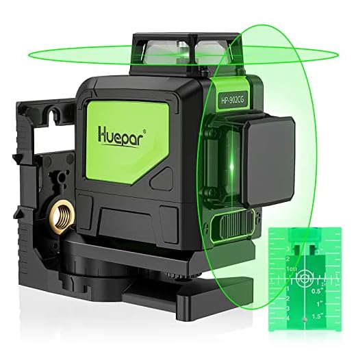 Huepar 902CG Self-Leveling 360-Degree Cross Line Laser Level with Pulse Mode, Switchable Horizontal and Vertical Green Beam Laser Tool, Magnetic Pivoting Base Included