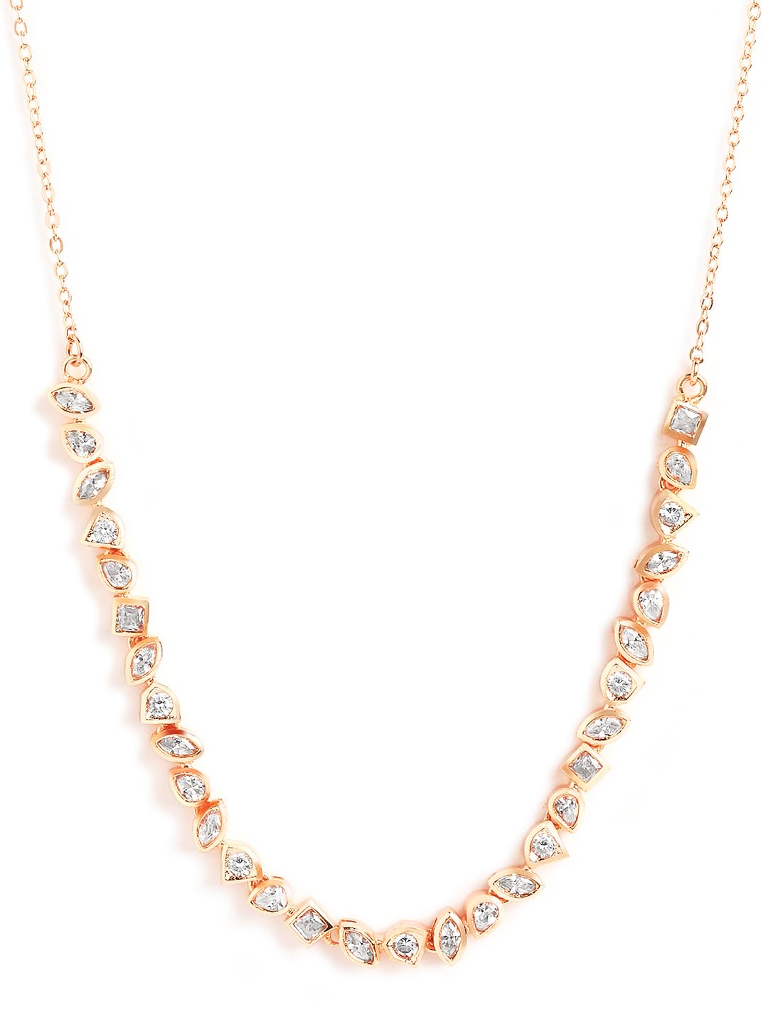 minutiae Stylish Crystal Cubic Zirconia Diamonds Necklace For Women & Girls With Extendable Chain-picture-10