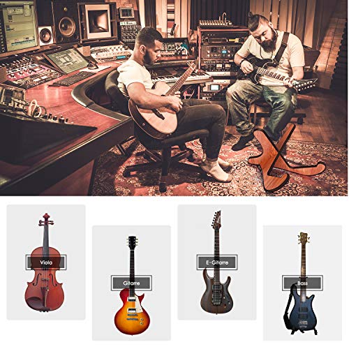 Guitar Stands, Universal Acoustic Guitar Holder, Wooden X-Frame Sturdy Instrument Stand with Soft Edge, Classical Design for Acoustic Classical Bass Electric Guitars - Thumbnail 6